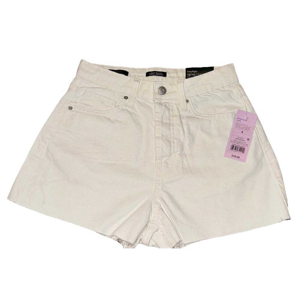 Wild Fable Womens White Denim High Waist Shorts Size 0 Distressed Hem NWT